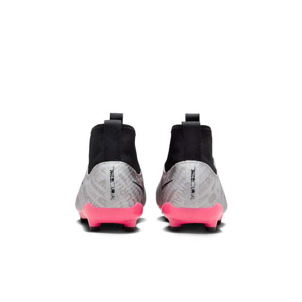 Nike Air Zoom Mercurial Superfly 9 Junior Pro XXV FG Firm Ground Soccer Cleat - Silver/Pink/Black/Yellow