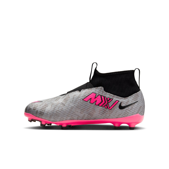 Nike Air Zoom Mercurial Superfly 9 Junior Pro XXV FG Firm Ground Soccer Cleat - Silver/Pink/Black/Yellow