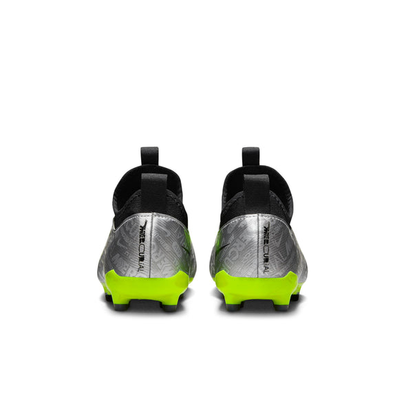 Nike Junior Zoom Mercurial Vapor 15 XXV Academy FG/MG Soccer Cleats - Metallic Silver/Black/Volt