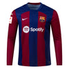 Men's Replica Nike Pedri Barcelona Long Sleeve Home Jersey 23/24