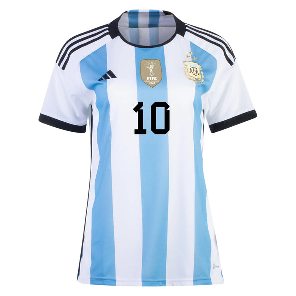 Women's Replica adidas Messi Argentina THREE STAR Home Jersey 2023
