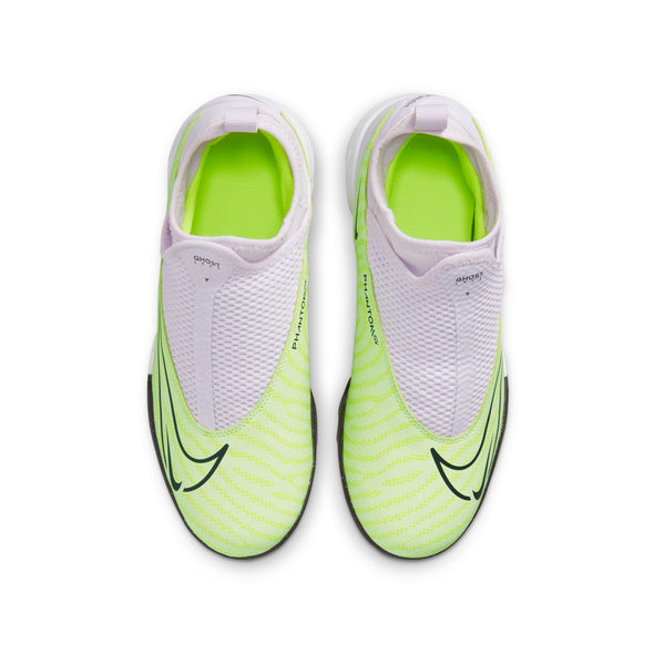 Nike Junior Phantom GX DF Academy TF Turf Soccer Cleats - Grey/Volt/Grape