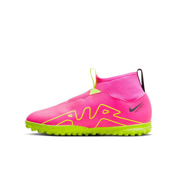 Nike Junior Zoom Mercurial Superfly 9 Academy TF Turf Soccer Shoes - PinkBlast/Volt