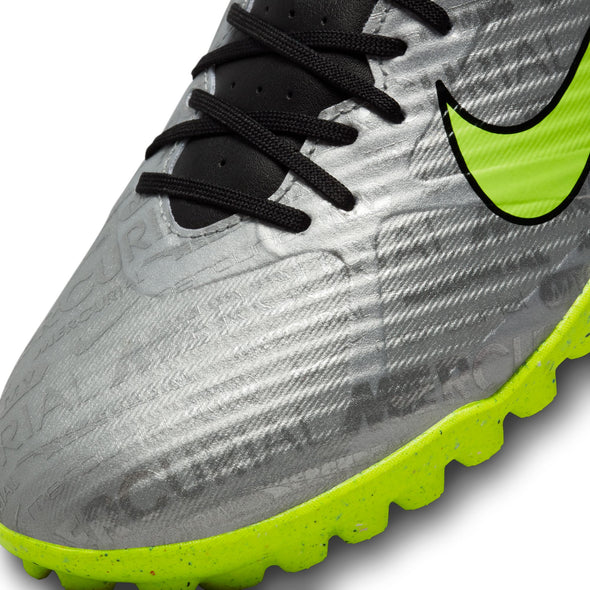 Nike Zoom Mercurial Vapor 15 Academy XXV TF Turf Soccer Shoes - MetallicSilve/Volt/Black