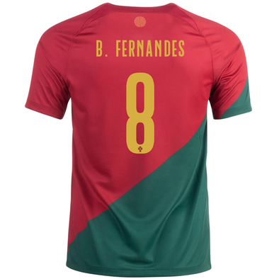 Men's Replica Nike B. Fernandes Portugal Home Jersey 2022