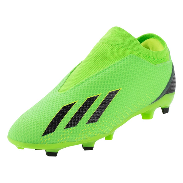 adidas X Speedportal.3 Laceless FG Junior Firm Ground Soccer Cleat - Solar Green/Core Black/Solar Yellow