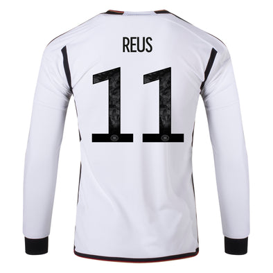 Men's Replica adidas Reus Germany Long Sleeve Home Jersey 2022