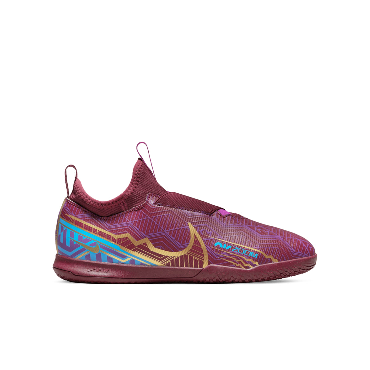 Nike Junior Zoom Mercurial Vapor 15 Academy KM IC Indoor Soccer Shoe Dark Beetroot/Vivid Gold - 1