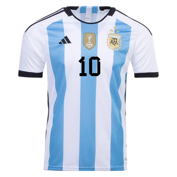 Men's Replica adidas Messi Argentina THREE STAR Home Jersey 2023