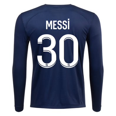 Men's Replica Nike Lionel Messi Paris Saint-Germain Long Sleeve Home Jersey 22/23