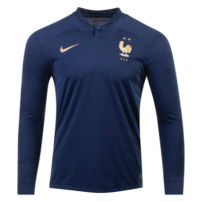 Men's Replica Nike France Long Sleeve Home Jersey 2022