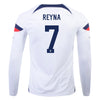 Men's Replica Nike Giovanni Reyna USMNT Home Long Sleeve Jersey 2022