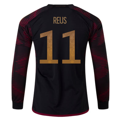 Men's Replica adidas Reus Germany Long Sleeve Away Jersey 2022