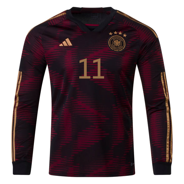 Men's Replica adidas Reus Germany Long Sleeve Away Jersey 2022