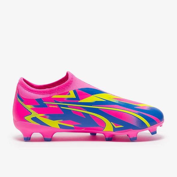 Puma Ultra Match FG/AG Junior Laceless Firm Ground Soccer Cleat - Luminous Pink/Yellow Alert/Ultra Blue