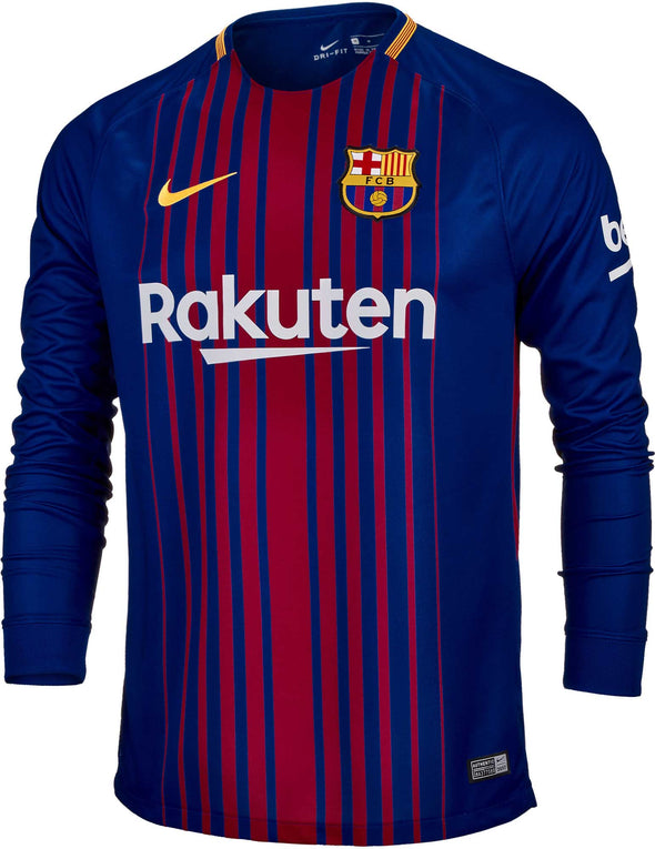 Men's FC Barcelona Stadium Home L/S Soccer Jersey 2017/18