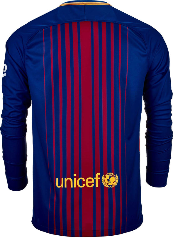 Men's FC Barcelona Stadium Home L/S Soccer Jersey 2017/18