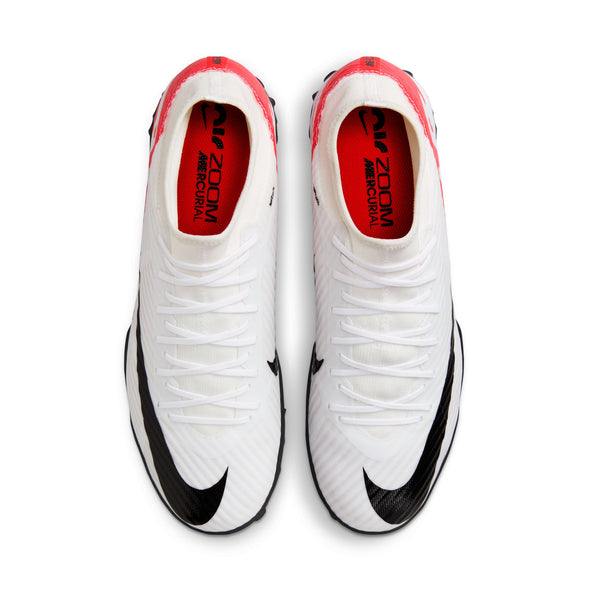 Nike Air Zoom Mercurial Superfly 9 Academy TF Turf Soccer Shoe - White/Bright Crimson/Black