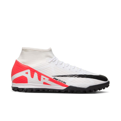 Nike Air Zoom Mercurial Superfly 9 Academy TF Turf Soccer Shoe - White/Bright Crimson/Black