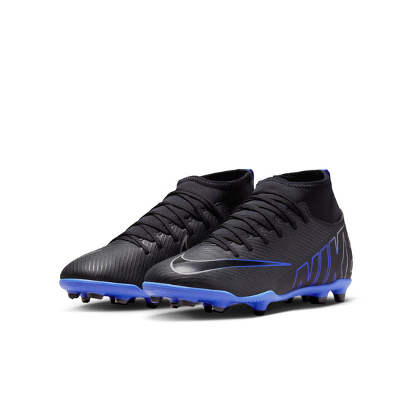 Nike Junior Mercurial Superfly 9 Club FG/MG Soccer Cleat - Black/Chrome-Hyper Royal