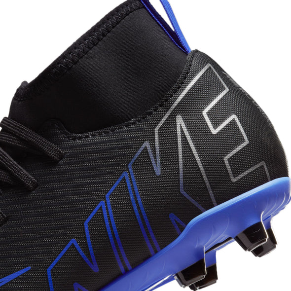 Nike Junior Mercurial Superfly 9 Club FG/MG Soccer Cleat - Black/Chrome-Hyper Royal