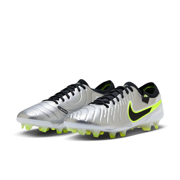 Nike Tiempo Legend 10 Elite FG Firm Ground Soccer Cleat - Metallic Silver/Black-Volt