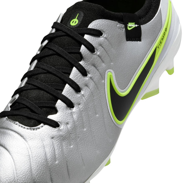 Nike Tiempo Legend 10 Pro FG Soccer Cleat Metallic Silver/Black-Volt