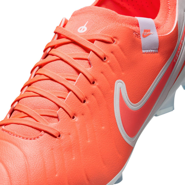 Nike Tiempo Legend 10 Pro FG Firm Ground Soccer Cleat - Hot Lava/ White