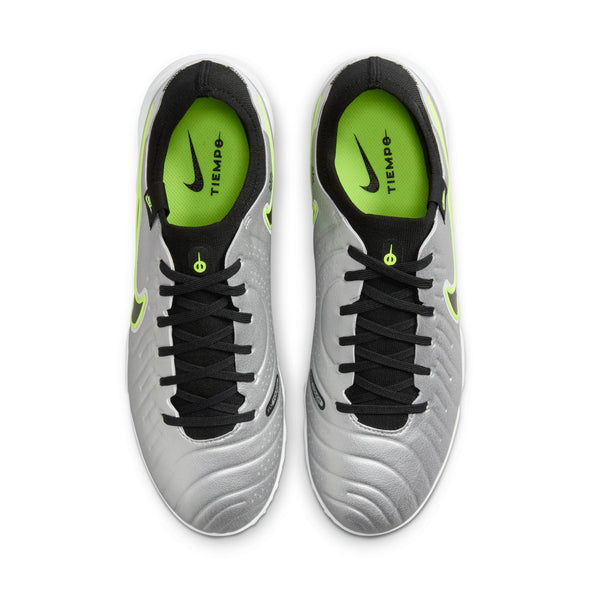 Nike Tiempo Legend 10 Pro TF Turf Soccer Cleat - Metallic Silver/Black-Volt