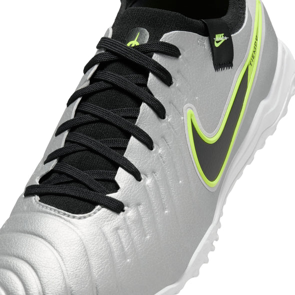 Nike Tiempo Legend 10 Pro TF Turf Soccer Cleat - Metallic Silver/Black-Volt