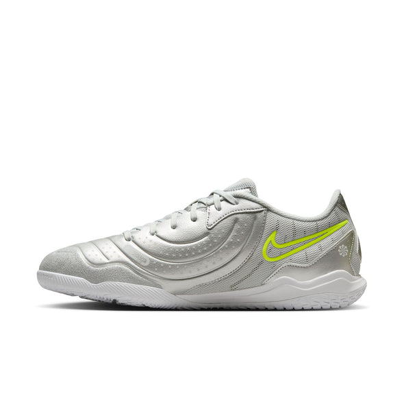 Nike Tiempo Legend 10 Academy IC Indoor Court Soccer Shoes- Metallic Silver/White-Volt