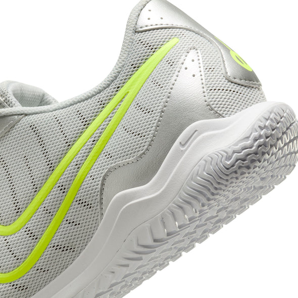 Nike Tiempo Legend 10 Academy IC Indoor Court Soccer Shoes- Metallic Silver/White-Volt