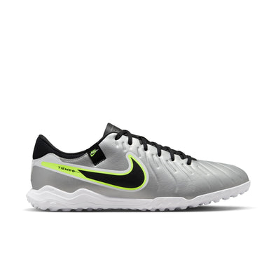 Nike Tiempo Legend 10 Academy TF Turf Soccer Cleat -Metallic Silver/Black-Volt