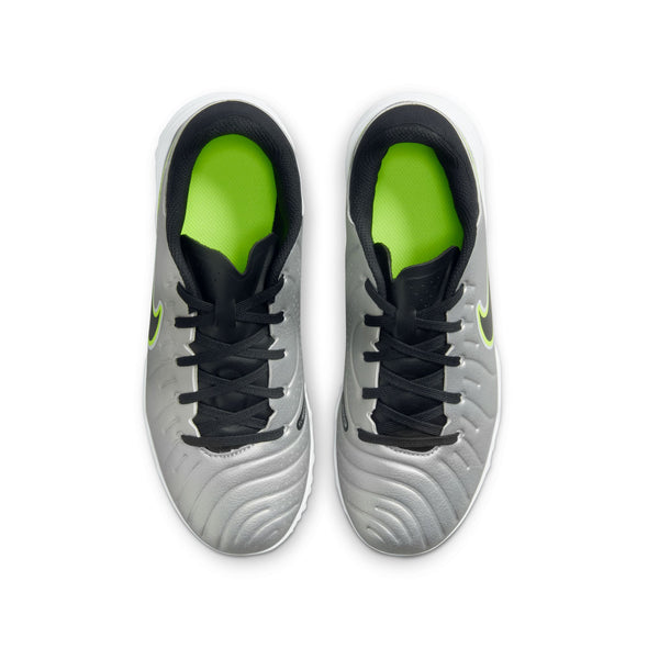 Nike Junior Tiempo Legend 10 Academy TF Turf Soccer Cleat -Metallic Silver/Black-Volt