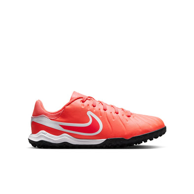 Nike Junior Tiempo Legend 10 Academy TF Turf Soccer Cleat - Hot Lava/White