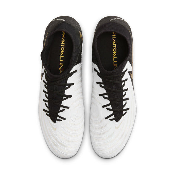 Nike Phantom Luna II Academy FG Firm Ground Soccer Cleat - White/Black/Metallic Gold Coin