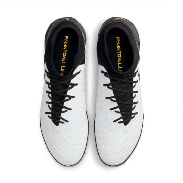 Nike Phantom Luna II Academy TF Turf Soccer Cleat - White/Black/Metallic Gold Coin