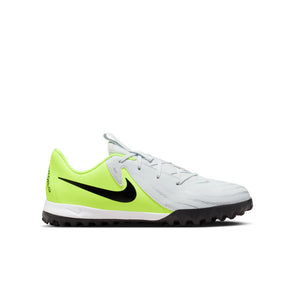 Nike Junior Phantom GX 2 Academy TF Soccer Cleats- Metallic Silver/Black-Volt