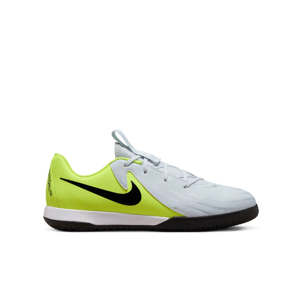 Nike Junior Phantom GX 2 Academy IN Soccer Shoes- Metallic Silver/Black-Volt