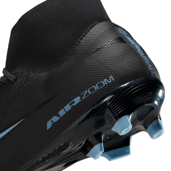 Nike Air Zoom Mercurial Superfly 10 Academy FG Firm Ground Soccer Cleats - Black/Ice Blue