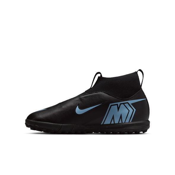 Nike Junior Zoom Mercurial Superfly 10 Academy TF Turf Soccer Cleats- Black/Ice Blue