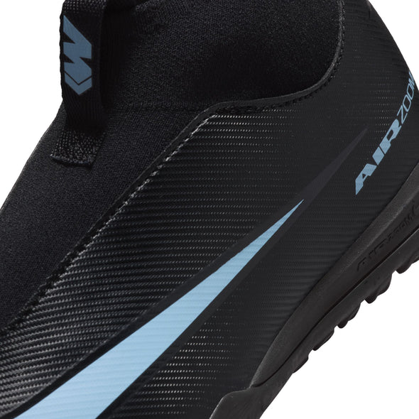 Nike Junior Zoom Mercurial Superfly 10 Academy TF Turf Soccer Cleats- Black/Ice Blue