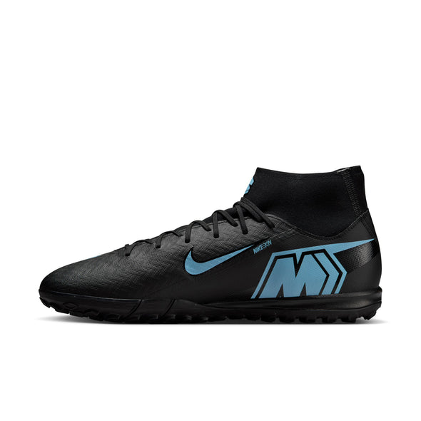 Nike Mercurial Superfly 10 Academy TF Turf Soccer Cleats-Black/Ice Blue