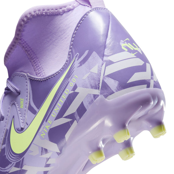 Nike United Junior Phantom Luna II Academy FG Firm Ground Soccer Cleat -Purple Agate/Barely Volt