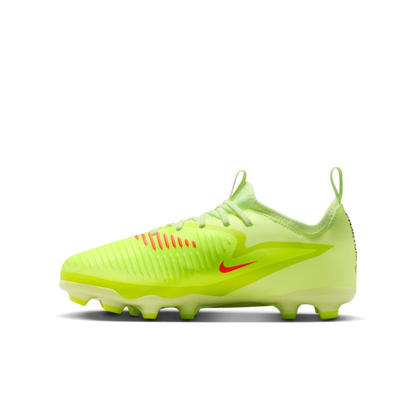 Nike Junior Phantom 6 Low Academy FG Firm Ground Soccer Cleats- Hyper Crimson/Black/ Life Lime