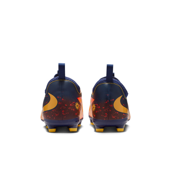 Nike Junior Phantom 6 Low Academy Erling Haaland FG Firm Ground Soccer Cleats - Laser Orange/Lemon Venom/Blue Void