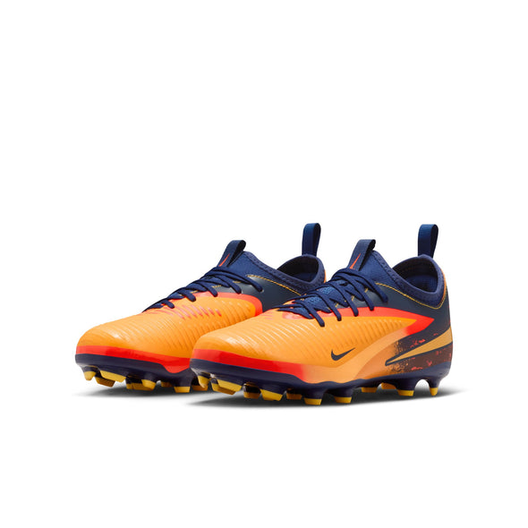 Nike Junior Phantom 6 Low Academy Erling Haaland FG Firm Ground Soccer Cleats - Laser Orange/Lemon Venom/Blue Void