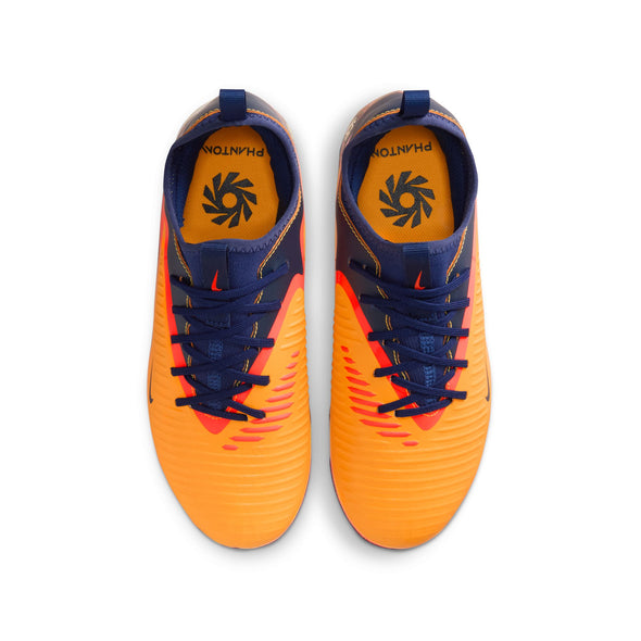 Nike Junior Phantom 6 Low Academy Erling Haaland FG Firm Ground Soccer Cleats - Laser Orange/Lemon Venom/Blue Void