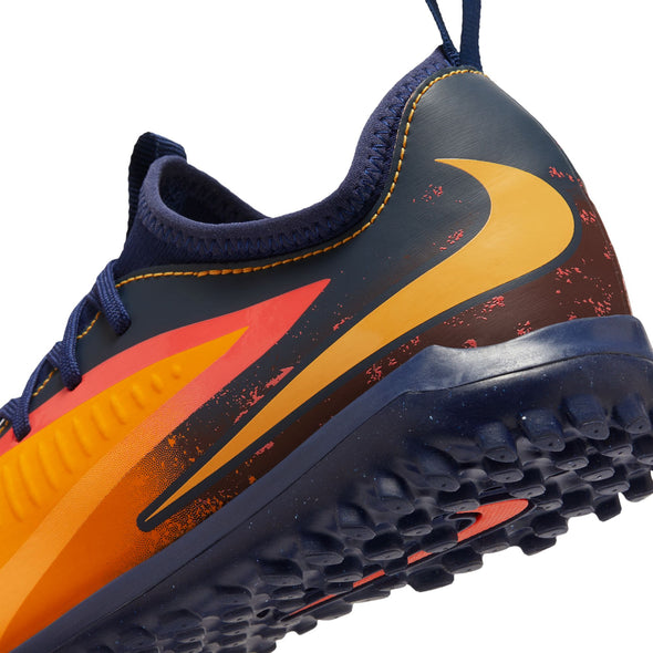 Nike Junior Phantom 6 Low Academy TF  "Erling Haaland" Turf Soccer Cleats-  Laser Orange/Lemon Venom/Blue Void