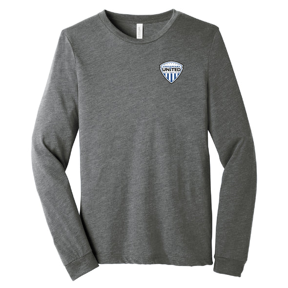 Chesapeake United SC Competitive Crest Short Sleeve Fan Long Sleeve T-Shirt Grey - Youth/Adult
